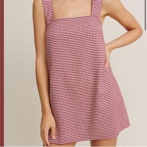 Reformation Hackney Dress - Red Houndstooth - XS